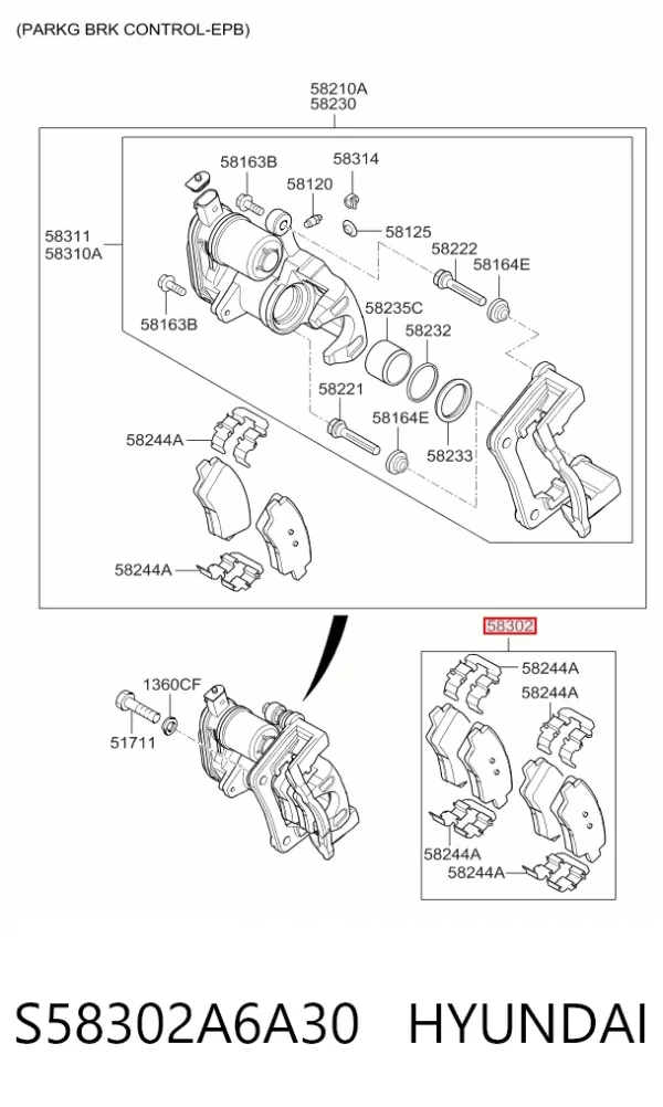 Задні гальмівні колодки S58302A6A30 Hyundai/Kia