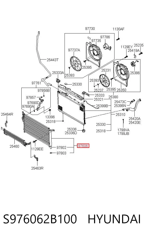 Радіатор кондиціонера S976062B100 Hyundai/Kia