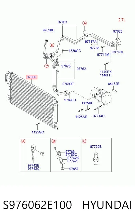 Радіатор кондиціонера S976062E100 Hyundai/Kia