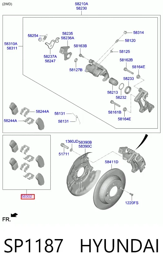 Задні гальмівні колодки SP1187 Hyundai/Kia