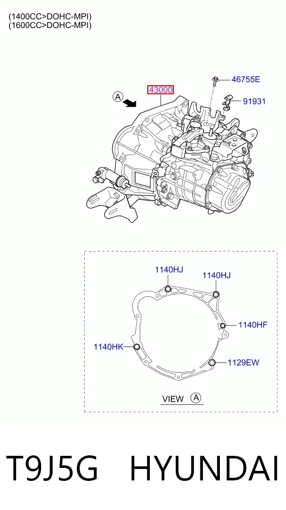 Коробка передач T9J5G Hyundai/Kia
