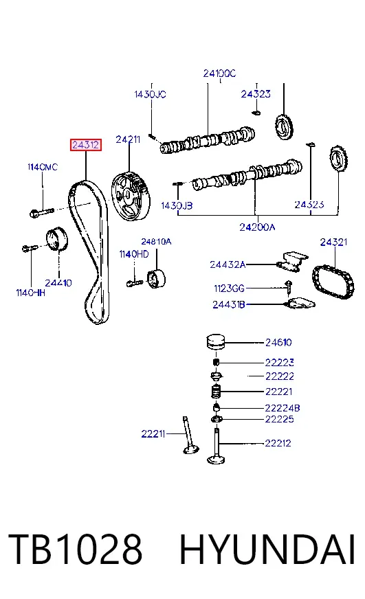 Ремінь ГРМ TB1028 Hyundai/Kia