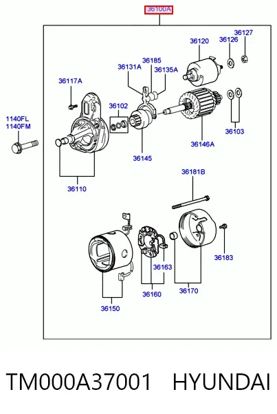 Стартер TM000A37001 Hyundai/Kia