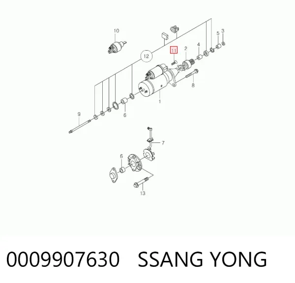 Ремкомплект втягуюче реле стартера 0009907630 Ssang Yong