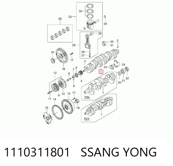 Колінвал 1110311801 Ssang Yong