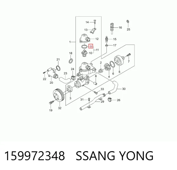 Прокладка термостата 159972348 Ssang Yong