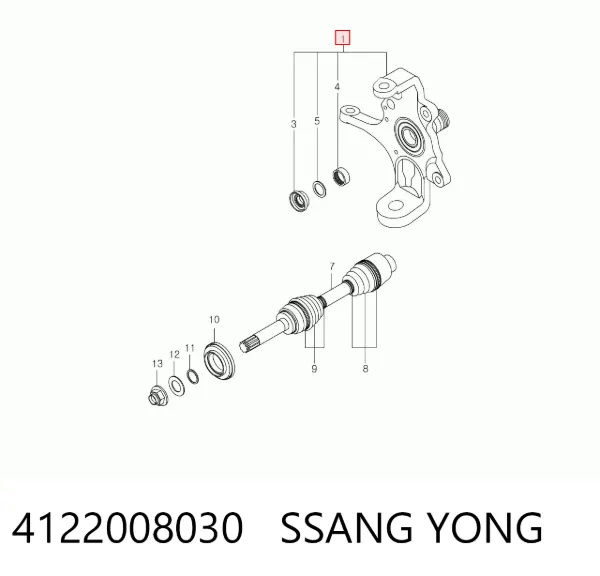 Цапфа - поворотний кулак передній, правий 4122008030 Ssang Yong