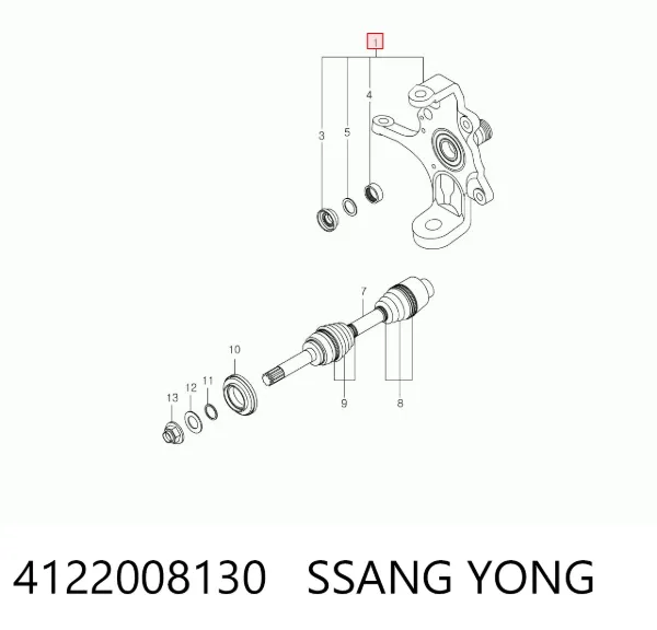 Цапфа - поворотний кулак передній, правий 4122008130 Ssang Yong