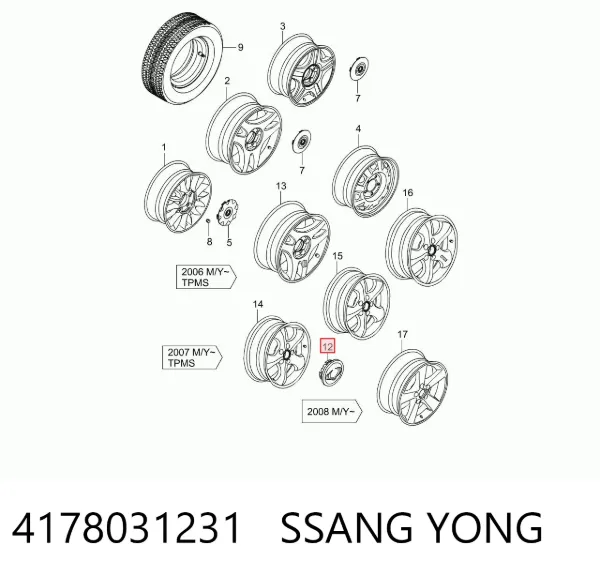Ковпаки 4178031231 Ssang Yong