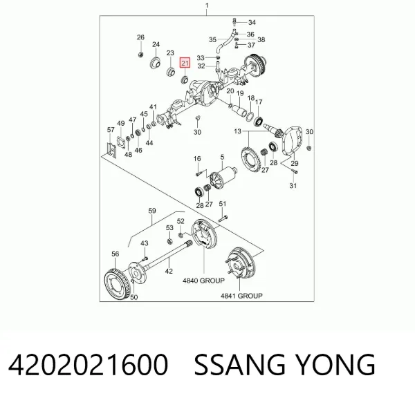 Підшипник хвостовика заднього моста, зовнішній 4202021600 Ssang Yong