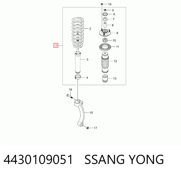Амортизатор передній 4430109051 Ssang Yong
