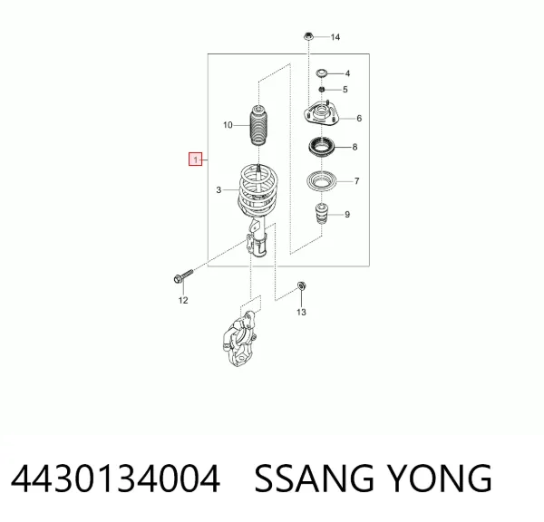 Амортизатора передній лівий 4430134004 Ssang Yong