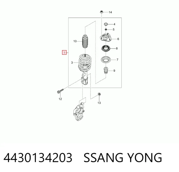 Амортизатора передній лівий 4430134203 Ssang Yong