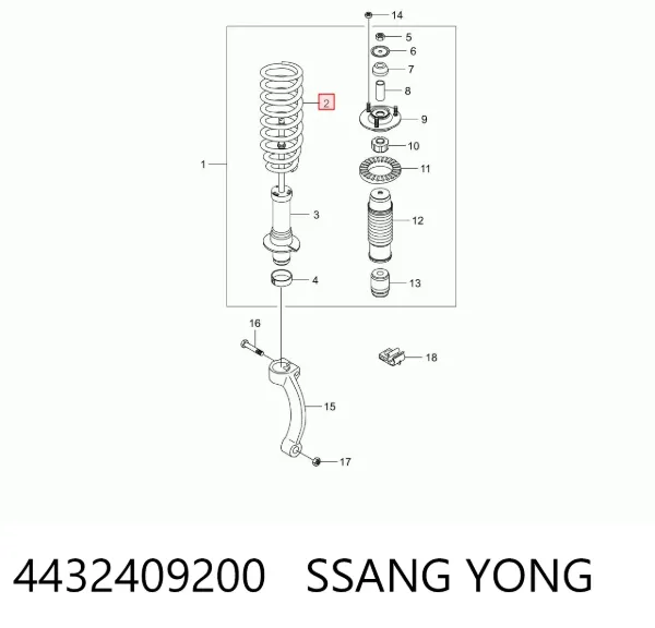 Пружина передня, права 4432409200 Ssang Yong