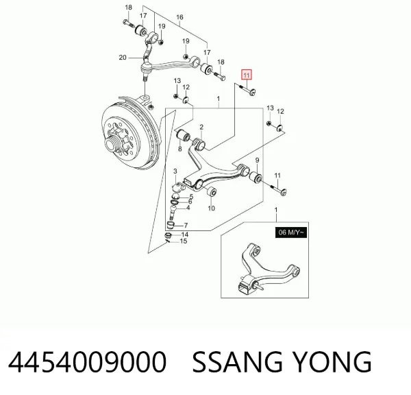 Болт переднього важеля, нижнього 4454009000 Ssang Yong
