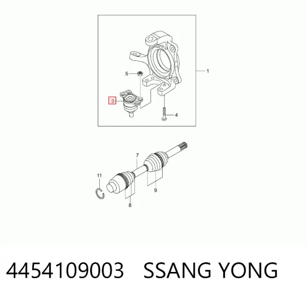 Кульова опора, нижня 4454109003 Ssang Yong
