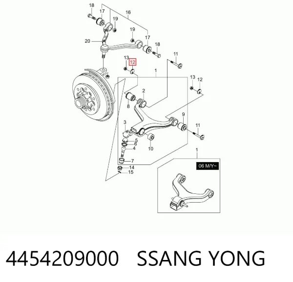 Шайба болта кріплення переднього важеля, нижнього 4454209000 Ssang Yong