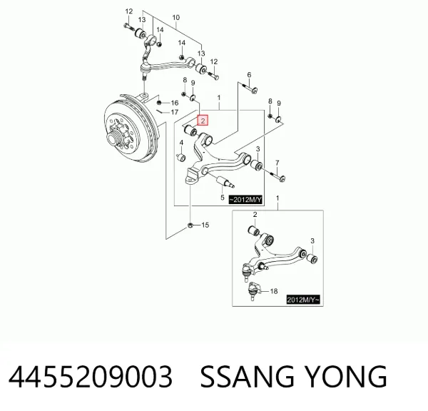 Сайлентблок переднього важеля 4455209003 Ssang Yong
