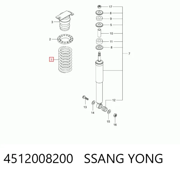 Пружина задня, права 4512008200 Ssang Yong
