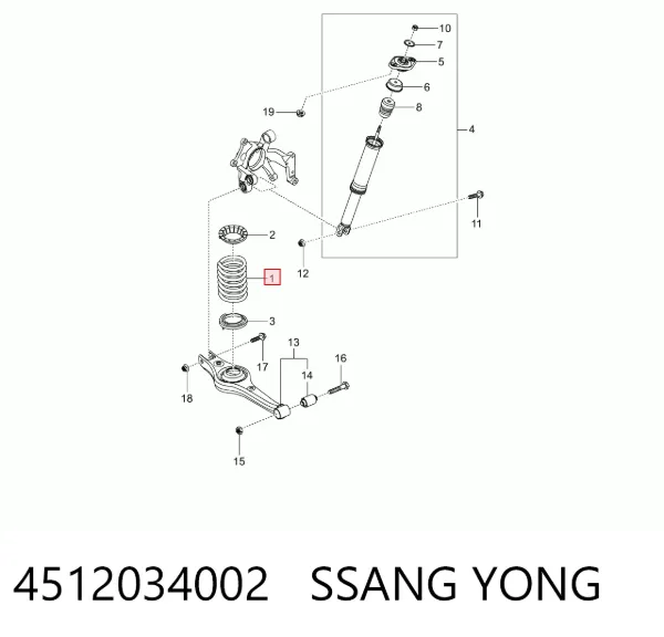Задні пружини 4512034002 Ssang Yong