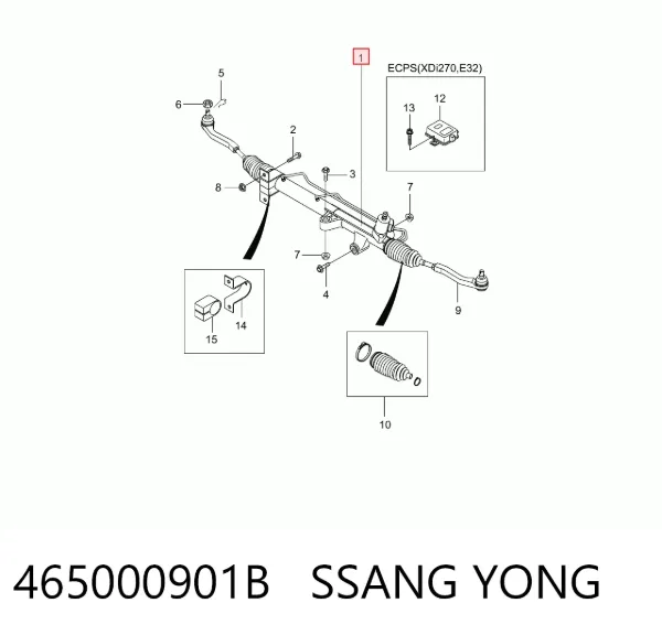 Рульова рейка 465000901B Ssang Yong
