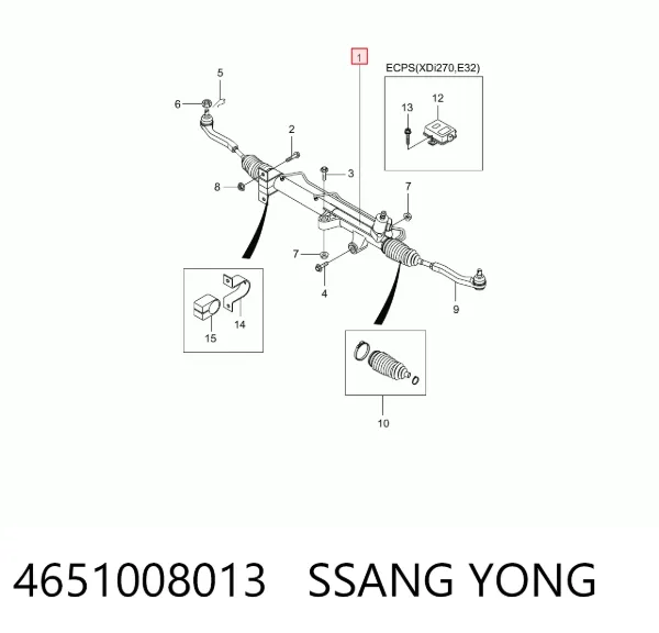 Рульова рейка 4651008013 Ssang Yong