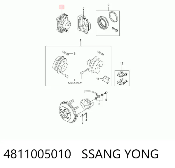 Супорт гальмівний передній лівий 4811005010 Ssang Yong