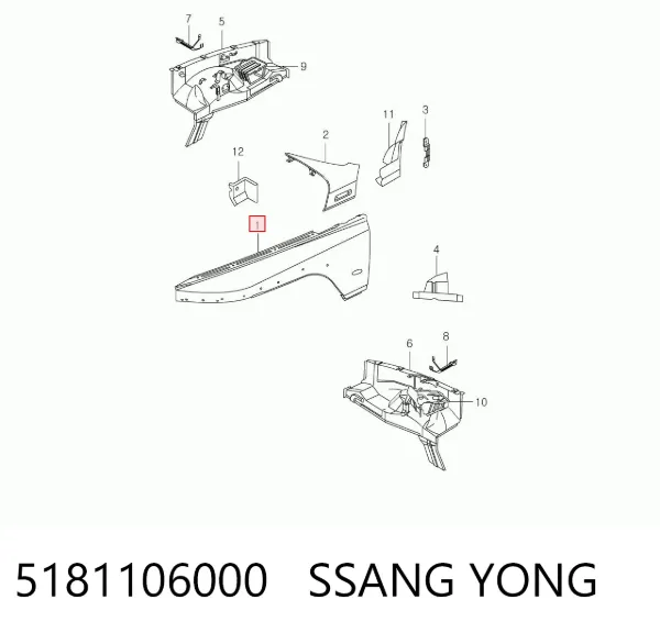 Крило переднє ліве 5181106000 Ssang Yong