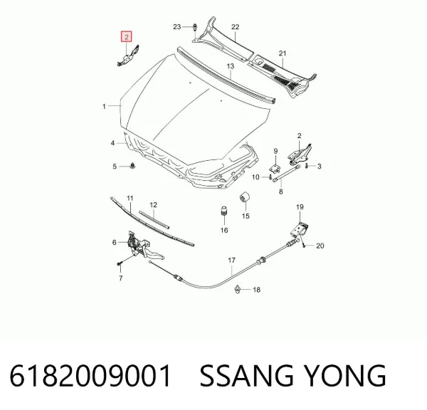 Петля капота, права 6182009001 Ssang Yong