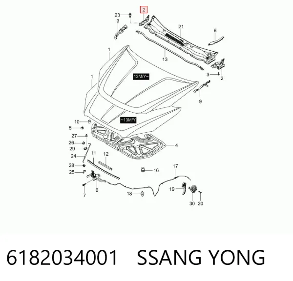 Петля капота, права 6182034001 Ssang Yong
