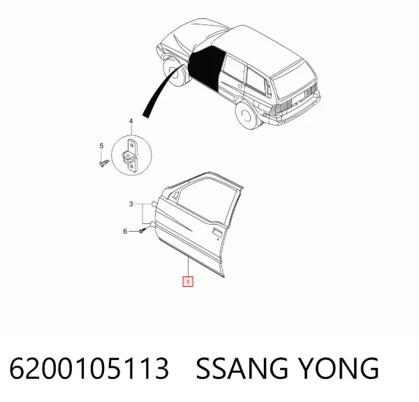Двері передні ліві 6200105113 Ssang Yong