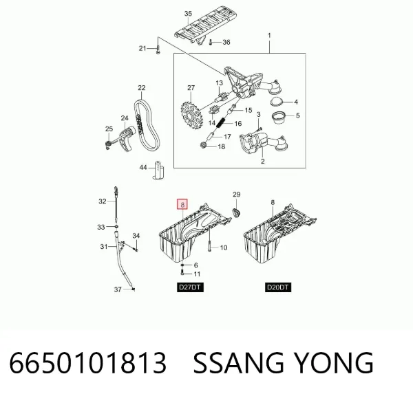 Піддон масляний картера двигуна 6650101813 Ssang Yong