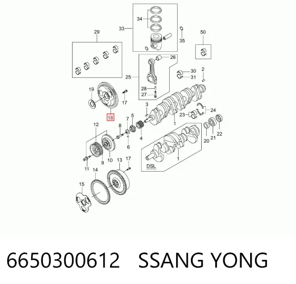 Вінець маховика 6650300612 Ssang Yong