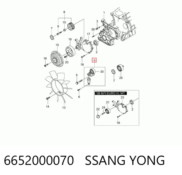 Натягувач приводного ременя 6652000070 Ssang Yong