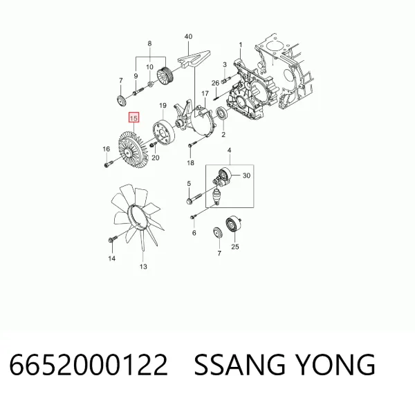 Вискомуфта вентилятора 6652000122 Ssang Yong