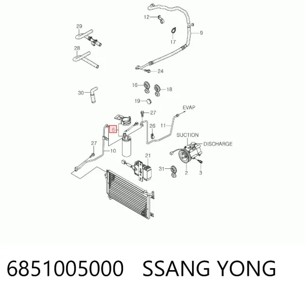 Ресивер-осушувач кондиціонера 6851005000 Ssang Yong