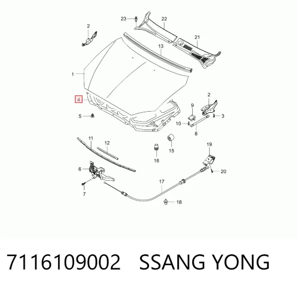 Шумоізоляція капота 7116109002 Ssang Yong
