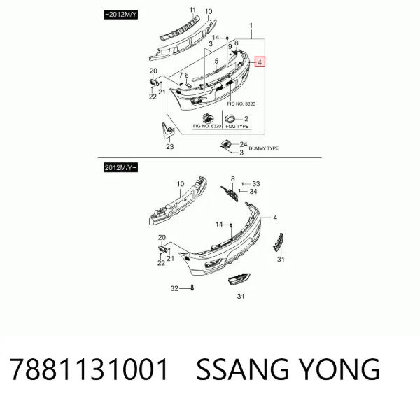 Задній бампер 7881131001 Ssang Yong
