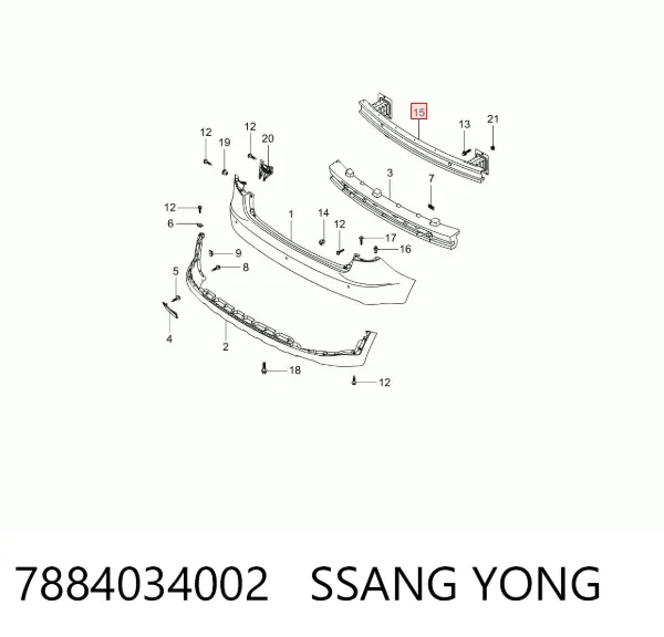 Підсилювач заднього бампера 7884034002 Ssang Yong