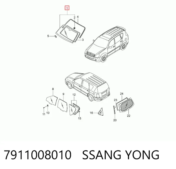 Лобове скло 7911008010 Ssang Yong