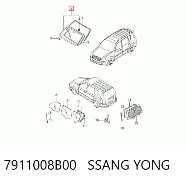 Лобове скло 7911008B00 Ssang Yong
