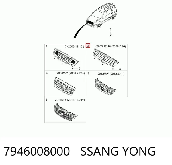 Решітка радіатора 7946008000 Ssang Yong