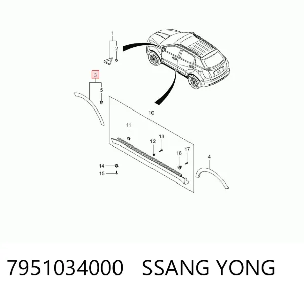 Розширювач переднього крила, лівий 7951034000 Ssang Yong