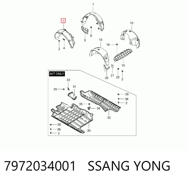 Підкрилок передній правий 7972034001 Ssang Yong