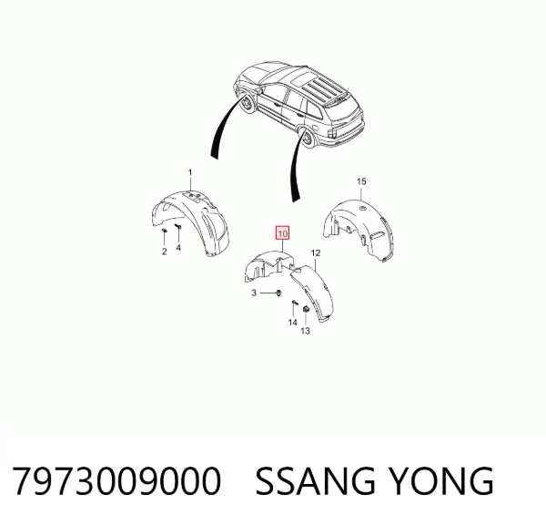 Підкрилок заднього крила, лівий передній 7973009000 Ssang Yong