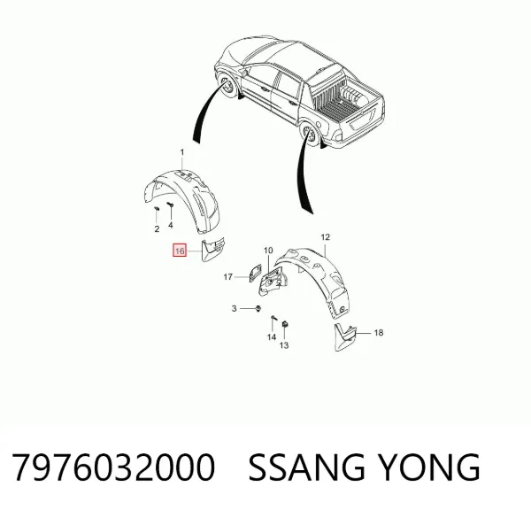 Бризковики передній, правий 7976032000 Ssang Yong