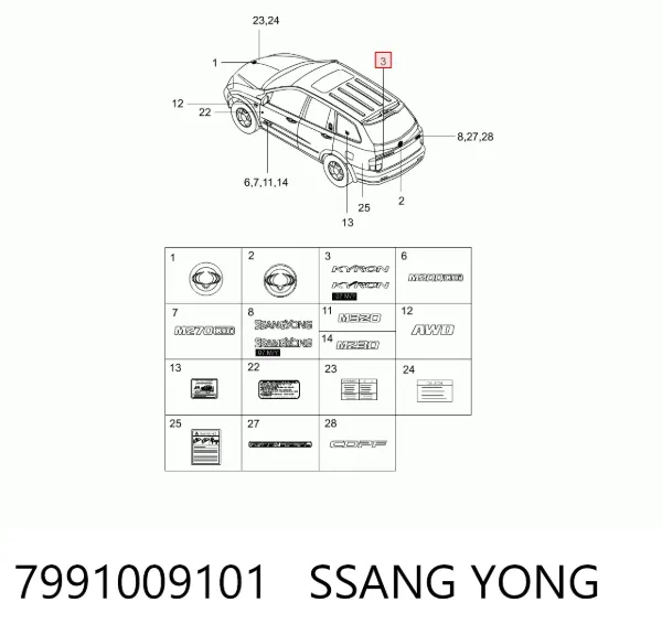 Емблема кришки багажника SsangYong Kyron 