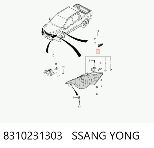 Фара права 8310231303 Ssang Yong