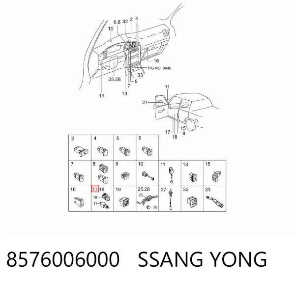 Датчик включення зчеплення 8576006000 Ssang Yong