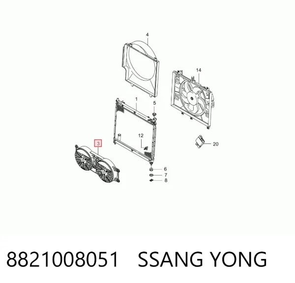 Вентилятор охолодження радіатора 8821008051 Ssang Yong